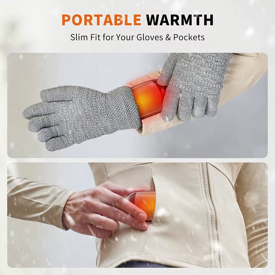 Rechargeable 2-Pack Magnetic Electric Hand Warmers with Digital Display - Portable 2-in-1 Pocket Warmers